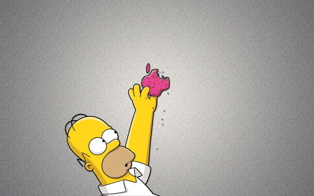 Homer Simpson Reaches for a Pink Apple - Humorous Wallpaper Design