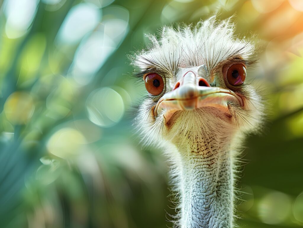 Playful Ostrich Close-Up Wallpaper with Humorous Expression