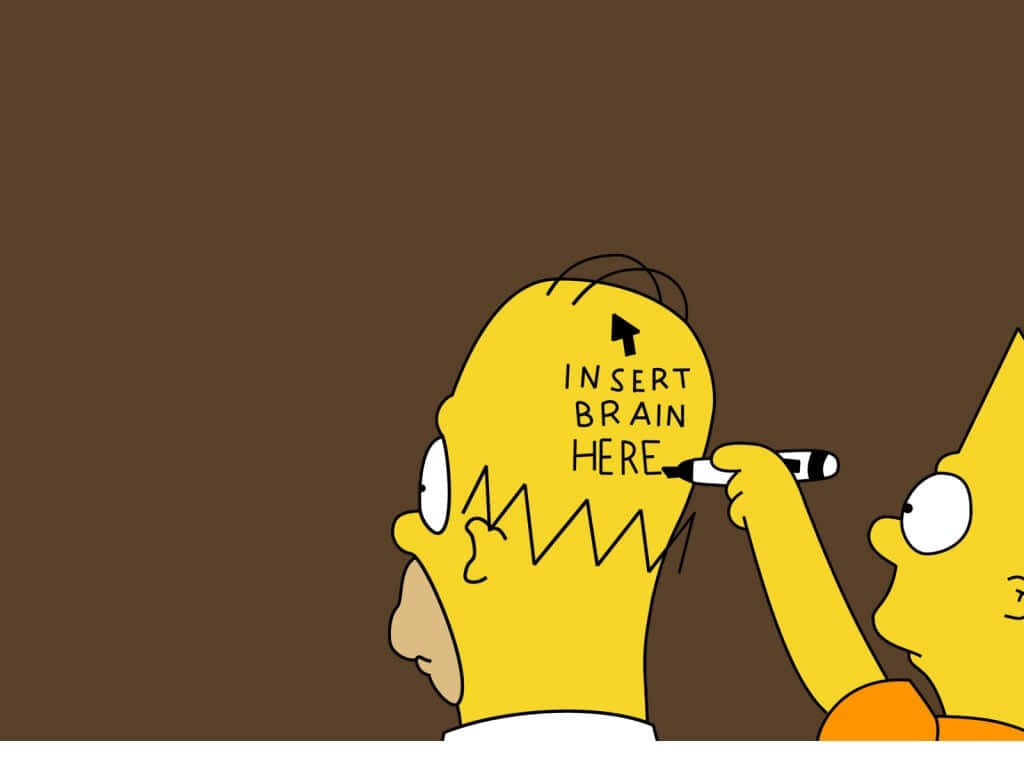 Playful Simpsons Wallpaper: Bart's 'Insert Brain Here' Fun with Homer