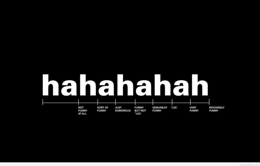Humorous Laughter Typography Wallpaper on Dark Background