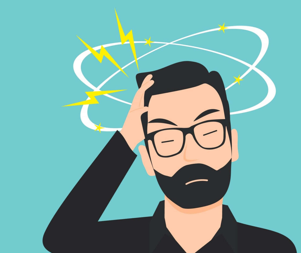 Humorous Vector Art Wallpaper: Dazed Man with Glasses & Beard