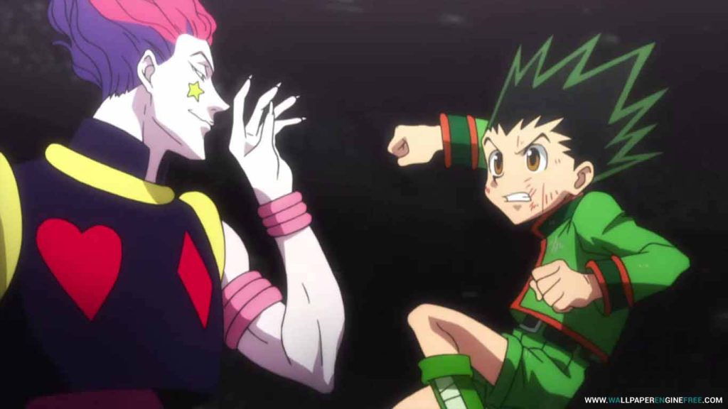 Hunter x Hunter Heavens Arena battle Gon Freecss striking Hisoka Morow anime wallpaper