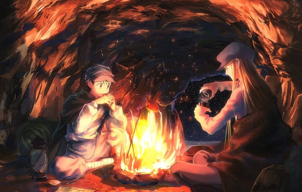 Hunter x Hunter wallpaper Ging Freecss and Kite by campfire in dark cave digital art