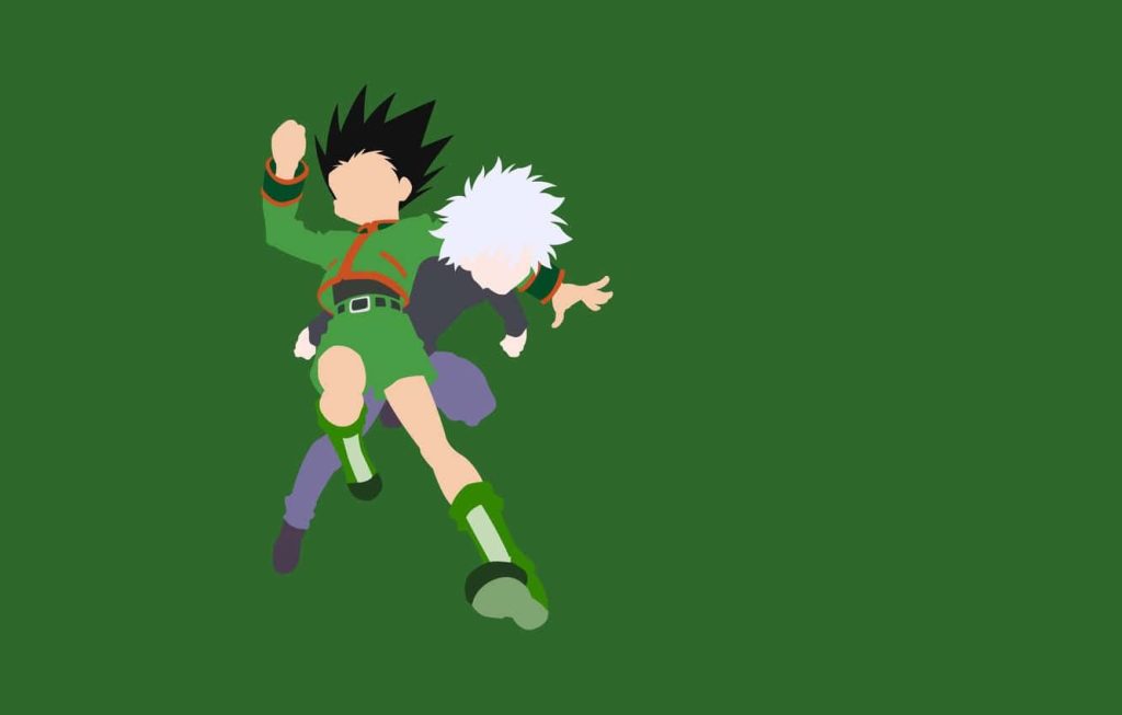 Hunter x Hunter vector wallpaper with Gon Freecss and Killua minimalist anime design background