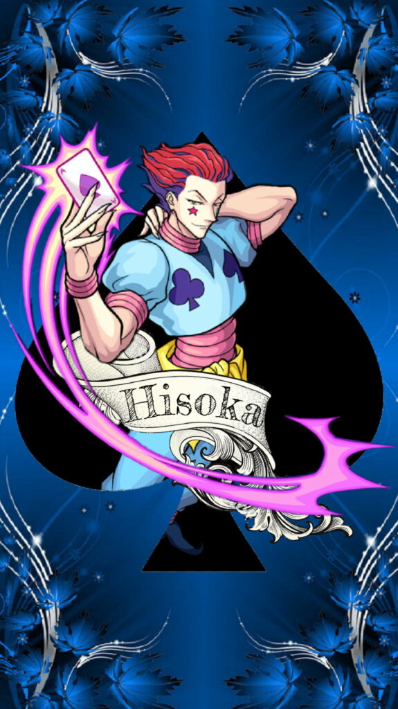 Hisoka: Dark Magic Hunter - HD Phone Wallpaper with Anime Aesthetic on a Black Background