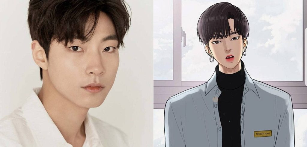 Side-by-side wallpaper of Korean actor Hwang In-Yeop and Han Seo Jun from True Beauty K-drama