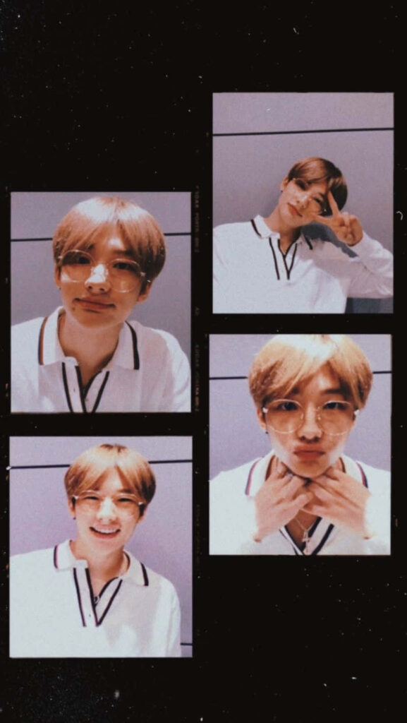 Hyunjin Stray Kids photo booth wallpaper displaying charming poses and stylish looks background