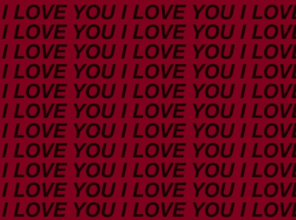 I LOVE YOU wallpaper black text grid on vibrant red background romantic modern design
