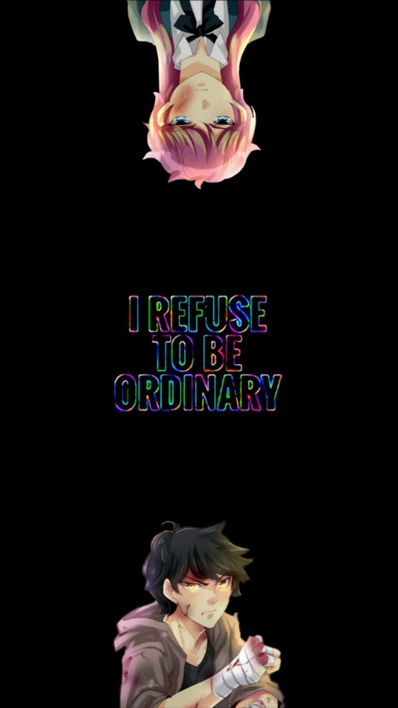 John Doe and Seraphina unOrdinary anime wallpaper black background bold colorful text refusal