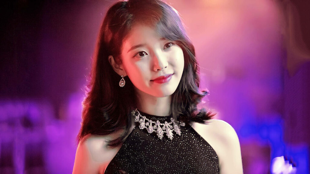 Stunning and Sophisticated: IU in Dazzling Black Dress Wallpaper