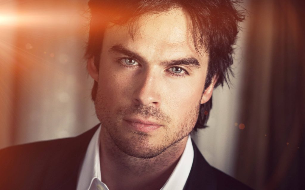 Ian Somerhalder intense gaze photo wallpaper sharp suit warm lens flare moody desktop background