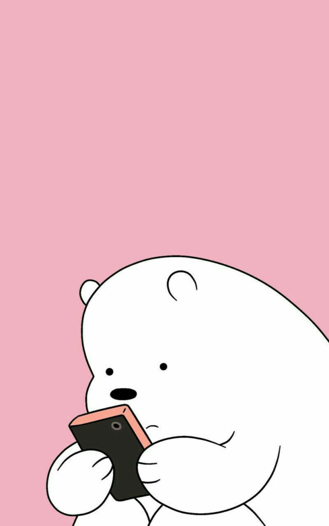 Tech-Savvy Ice Bear Graces the Pink Aesthetic with Bear-y Cool Vibes Wallpaper
