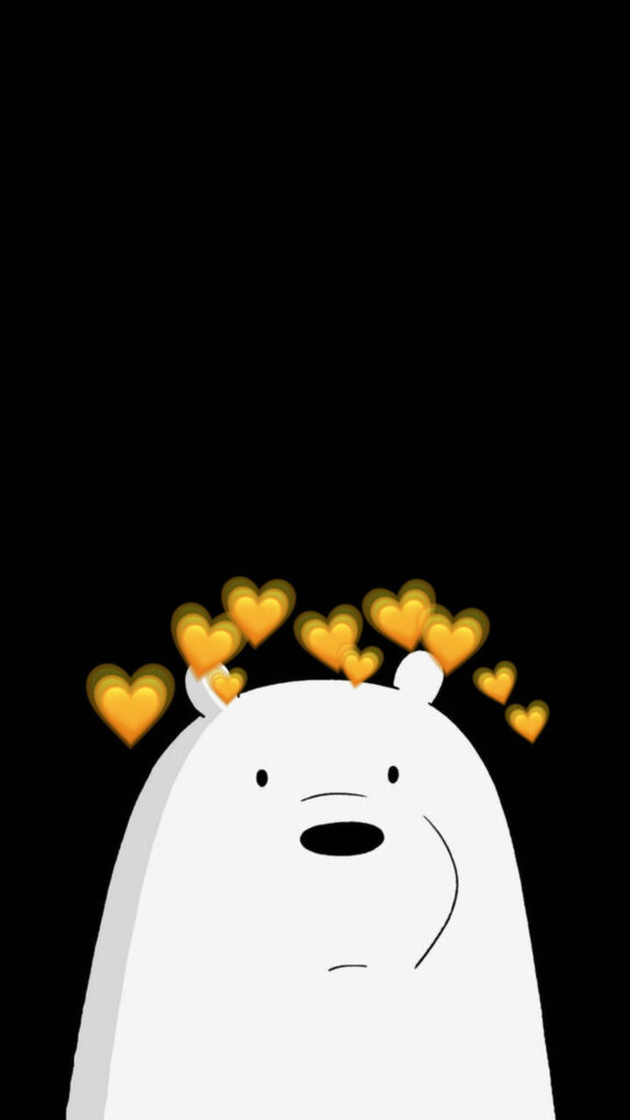 Ice Bear Embraced by a Sea of Vibrant Love: A Captivating Portrait Against the Dark Canvas Wallpaper