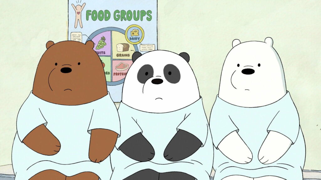 Ice Bear and his Panda Pals: A Chilly Adventure in Cartoon Land Wallpaper