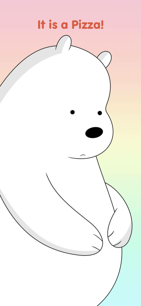 Pizza Cravings: Ice Bear's Tummy Troubles on a Colorful Rainbow Canvas Wallpaper