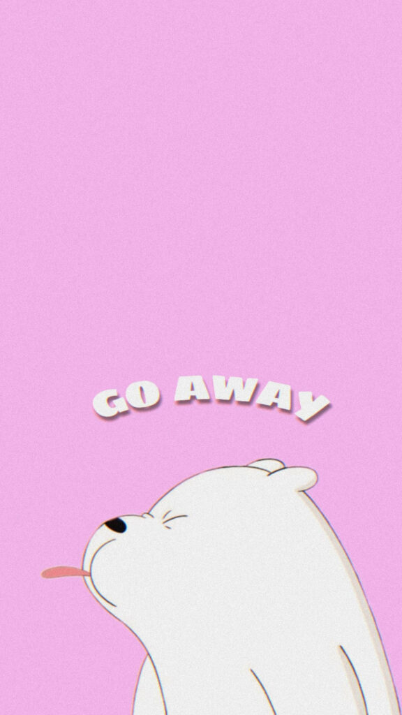 Chill Bear sends a playful message with a tongue-tastic gesture: 'Go Away' on a vibrant pink backdrop! Wallpaper