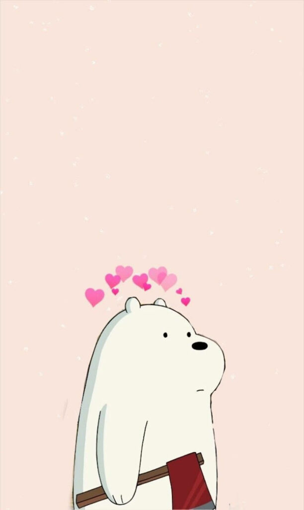 The Royal Ice Bear: A Cartoon Character Wielding a Mighty Axe Against a Creamy Backdrop Wallpaper