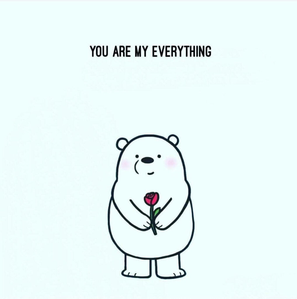 Love Blossoms: Ice Bear's Silent Affection in Captivating Cartoon Scene Wallpaper