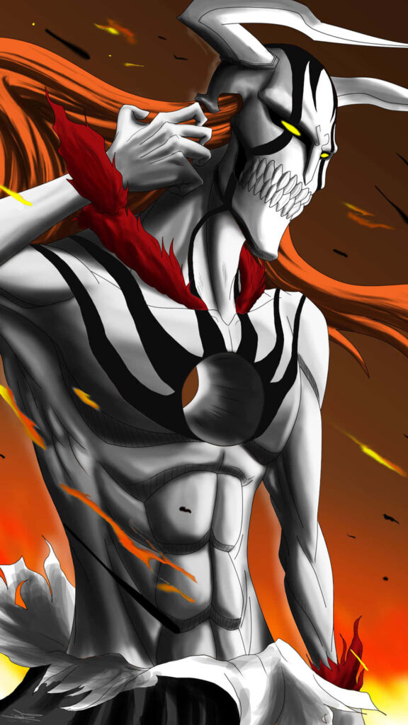 Ichigo Kurosaki Bankai Wallpaper: Intense Energy & Hollow Mask Art