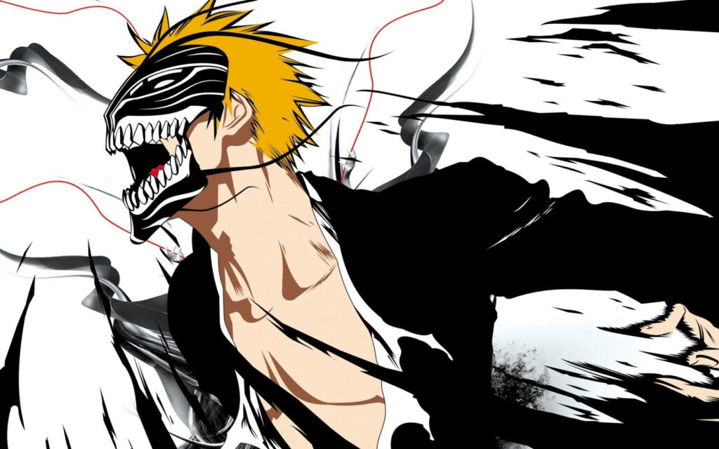 Ichigo Kurosaki's Hollow Form: Intense Bleach Anime Wallpaper