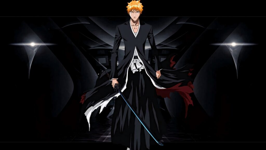 Ichigo from Bleach: Intense Anime Wallpaper with Signature Sword