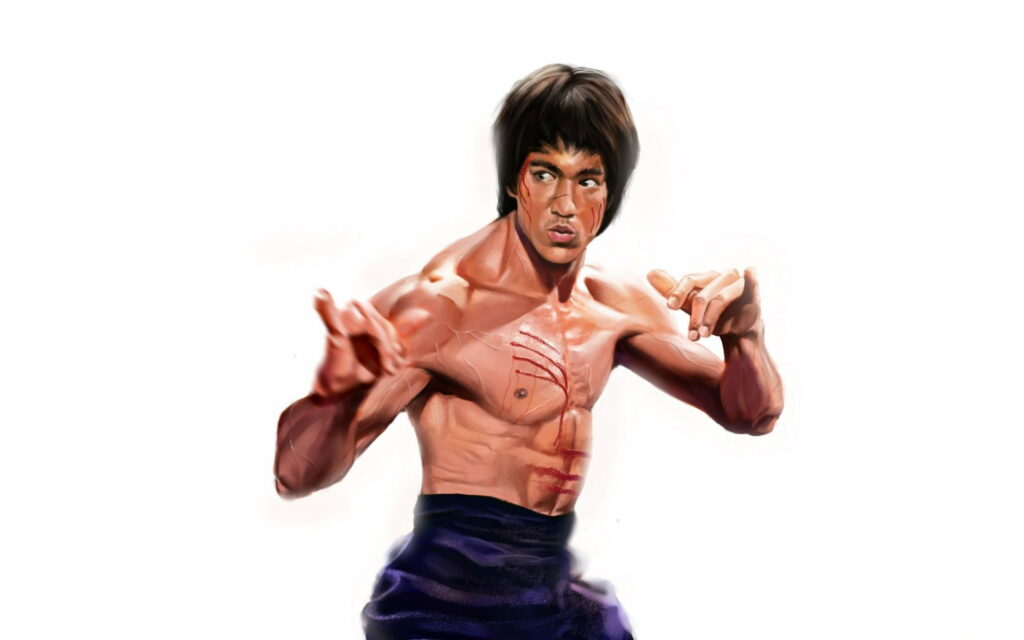 Dynamic Hero: Bruce Lee Unleashed in a Captivating QHD Wallpaper