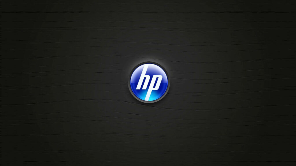 Sleek and Striking: The Iconic Blue HP Laptop Logo in Textured Black Wallpaper