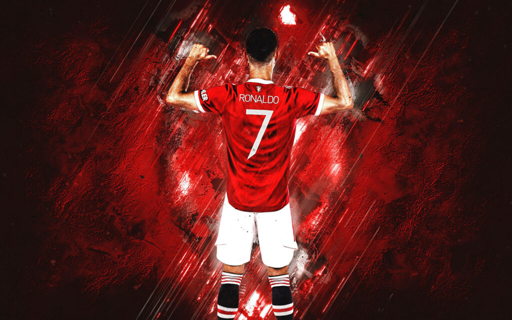 Dynamic Cristiano Ronaldo #7 Wallpaper: Iconic Manchester United Design