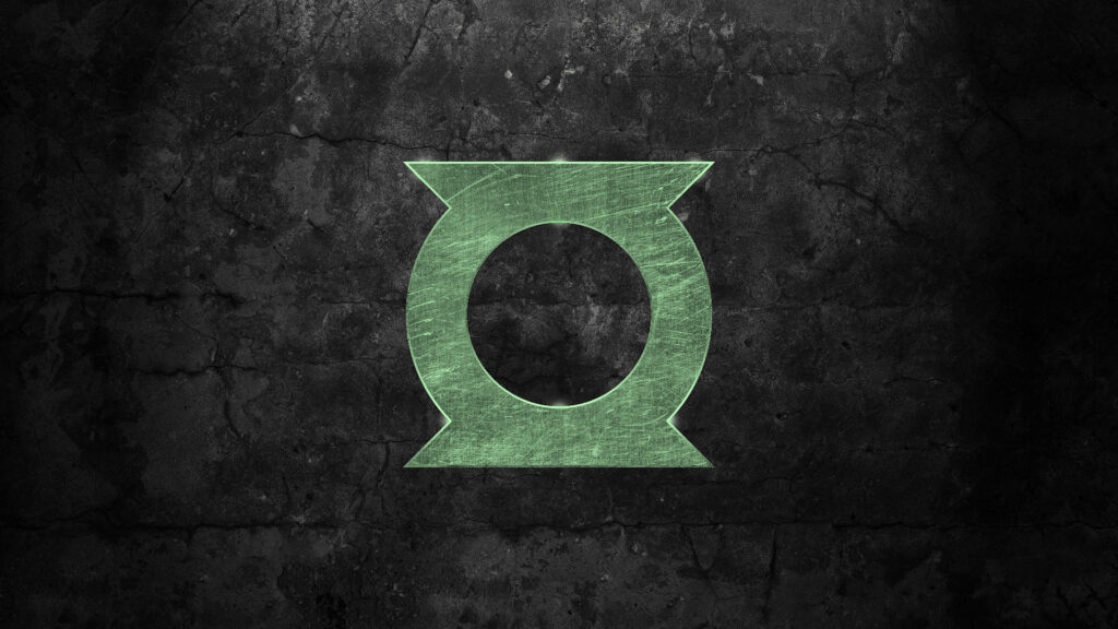 Bold Green Lantern Logo Wallpaper Against Dark Textured Background