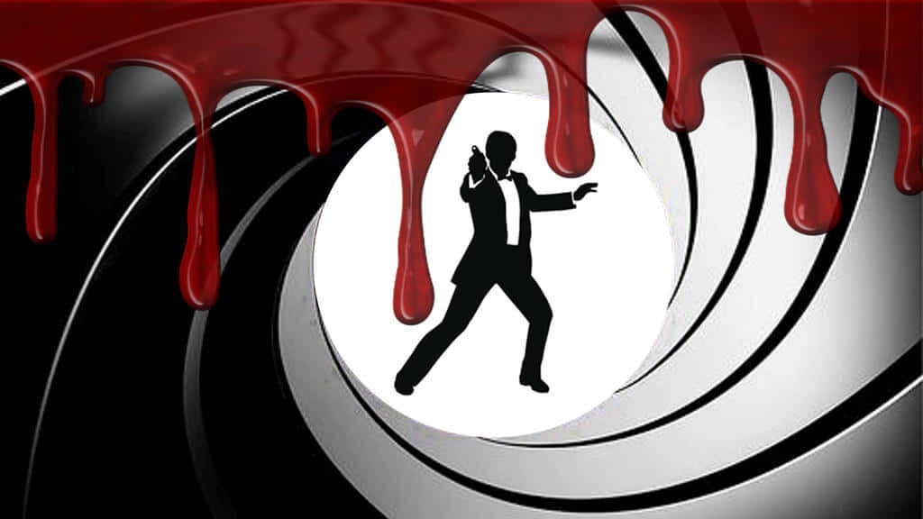 Iconic James Bond Silhouette Wallpaper with Dramatic Red Design