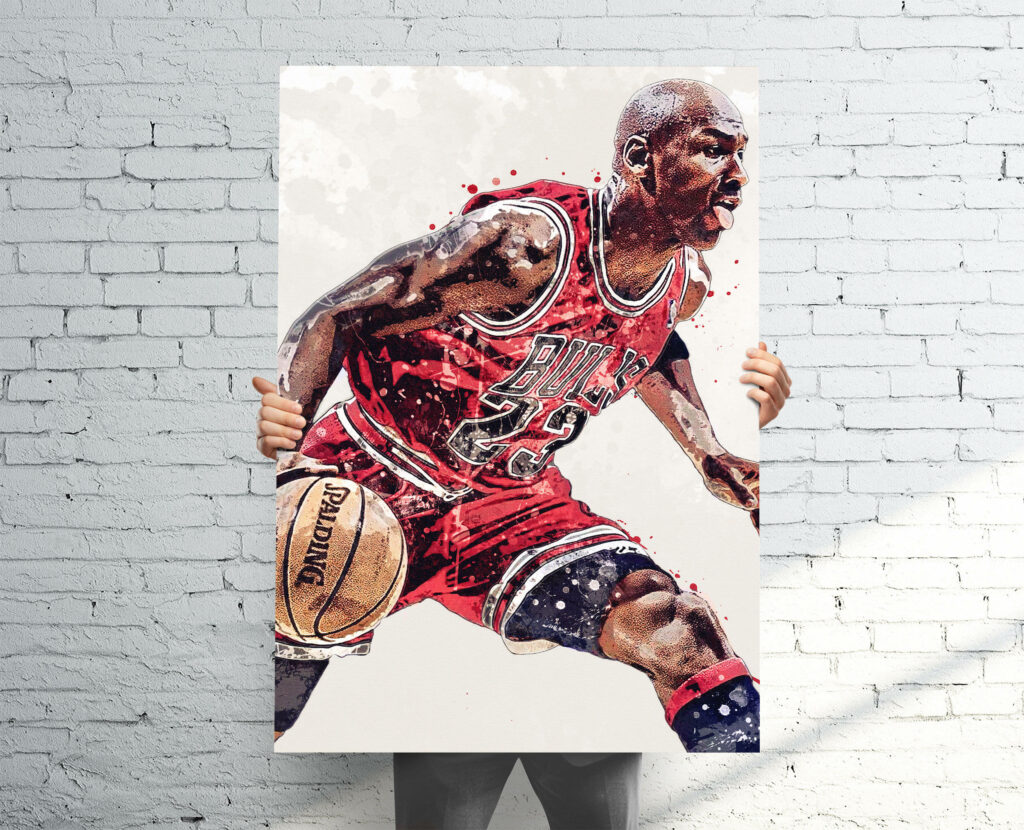 Iconic Michael Jordan Portrait: Masterpiece Unveiled on Brick Canvas Wallpaper