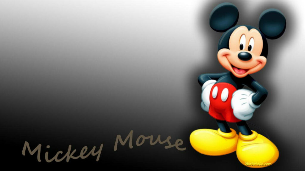 Mickey Mouse Iconic Wallpaper: Confident Pose on Gradient Background