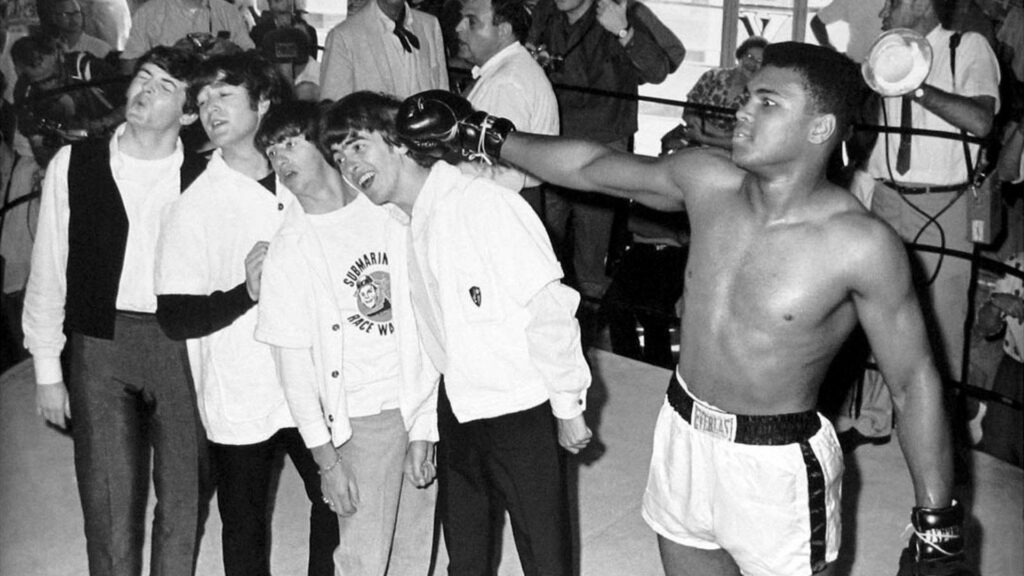 Iconic Muhammad Ali & Beatles Wallpaper: Sports Meets Music History