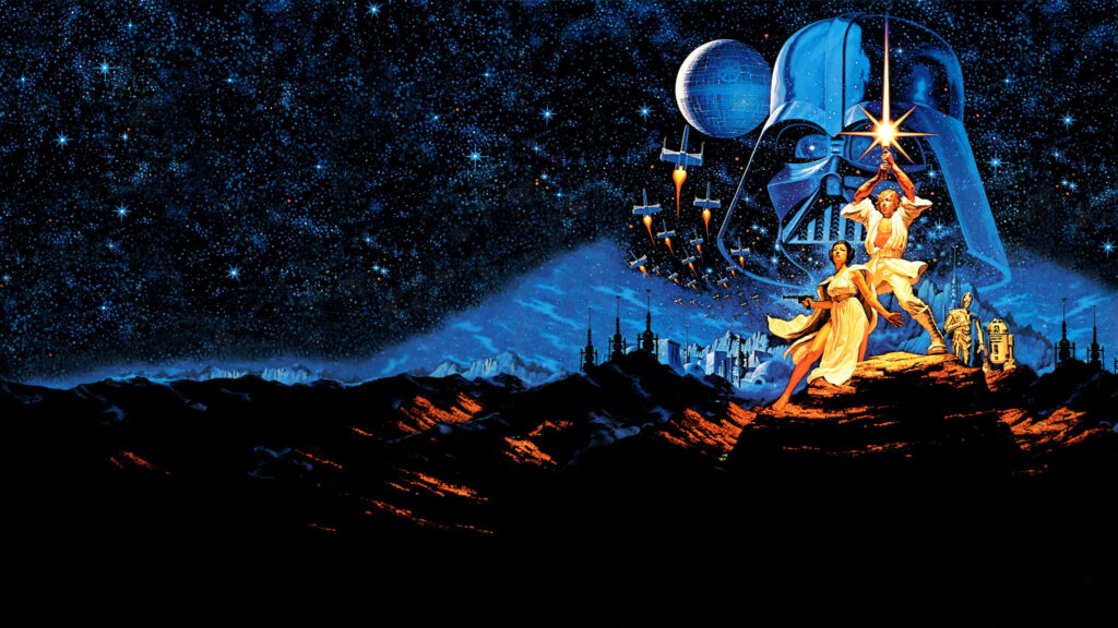 Epic Star Wars Wallpaper: Luke & Leia with Vader & X-Wings