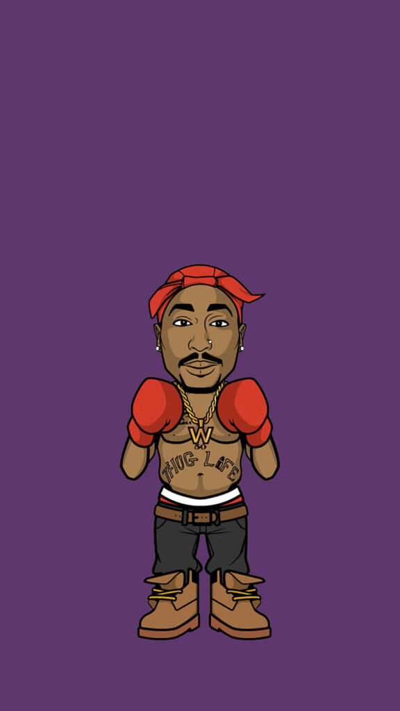 Tupac's Powerful Legacy Embraced: Celebrating Mobb Deep's Notable Rapper in Graffitied Cartoon Wallpaper