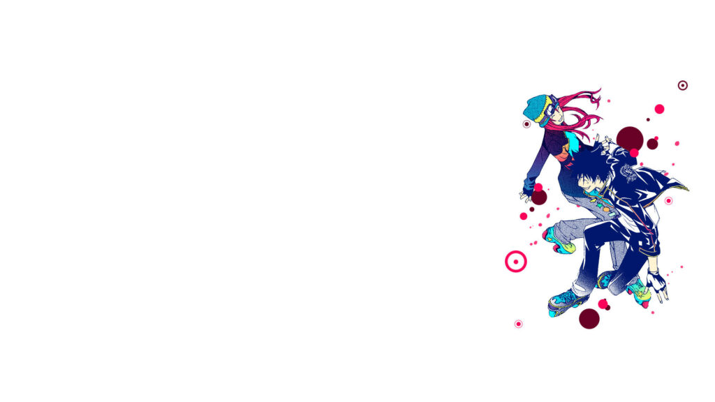Air Gear wallpaper with Ikki Minami and Ringo Noyamano vibrant anime illustration on white background