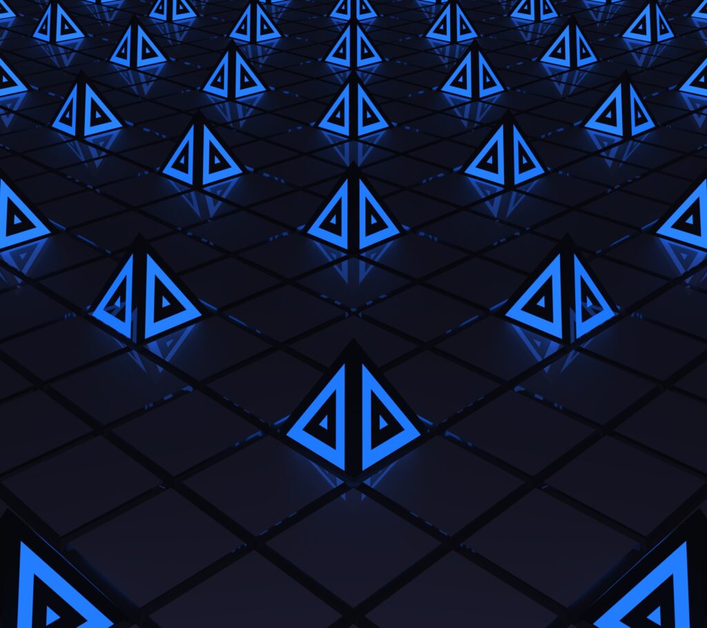 Illuminated Blue Triangle Wallpaper - Modern Geometric Design