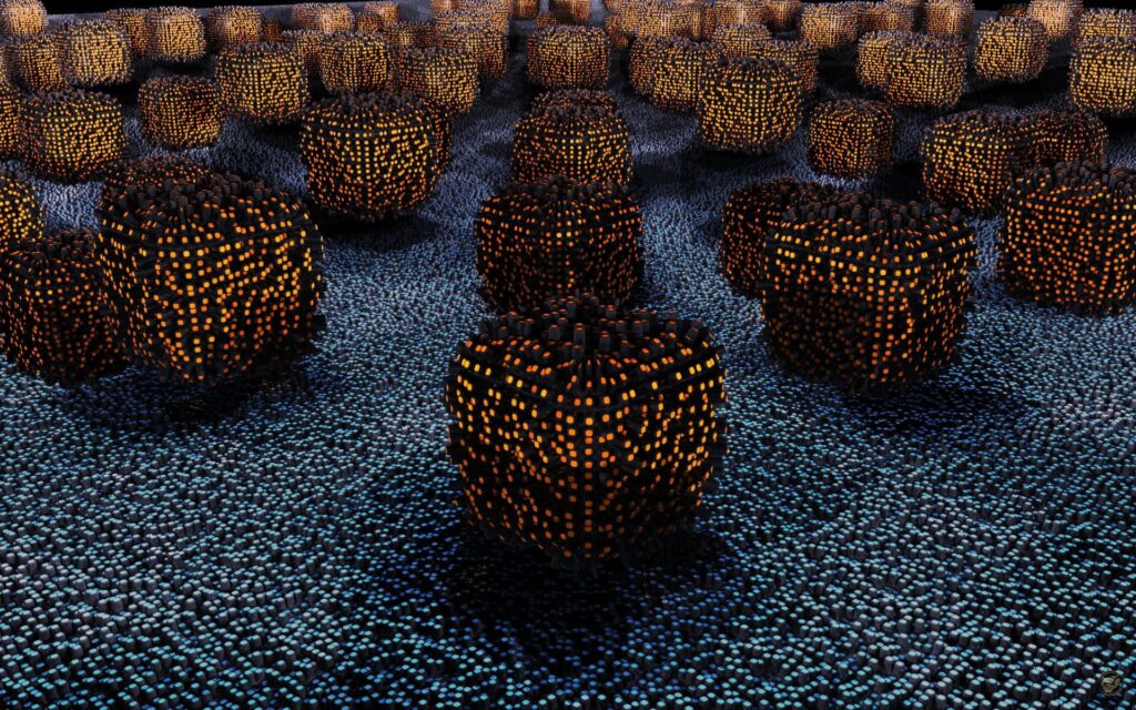 Illuminated Cube Wallpaper: Textured Depth on Dark Background