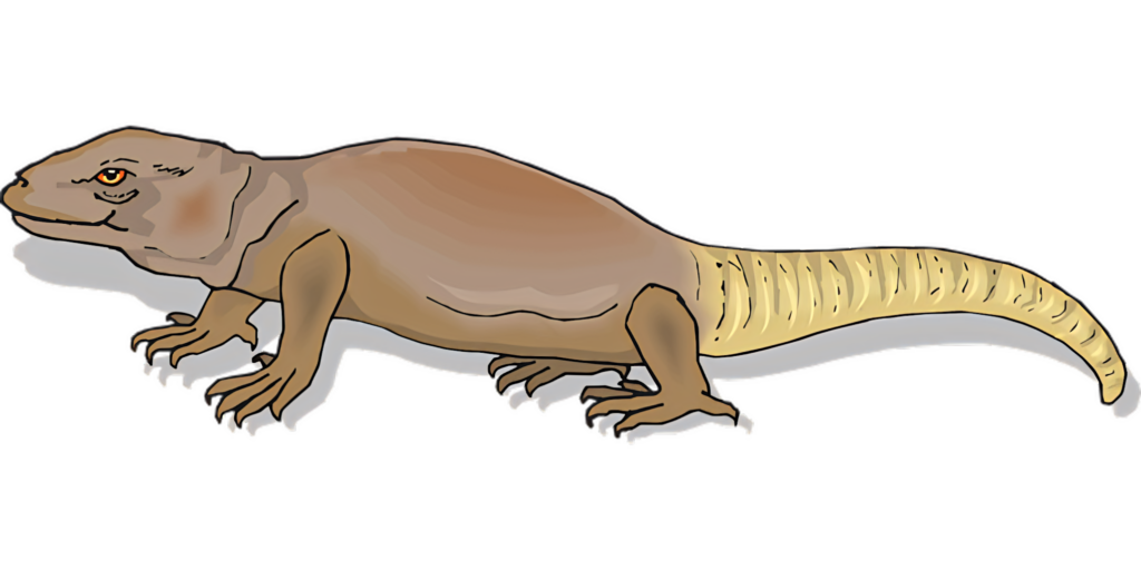 Illustrated Prehistoric Lizard Wallpaper in Earthy Tones