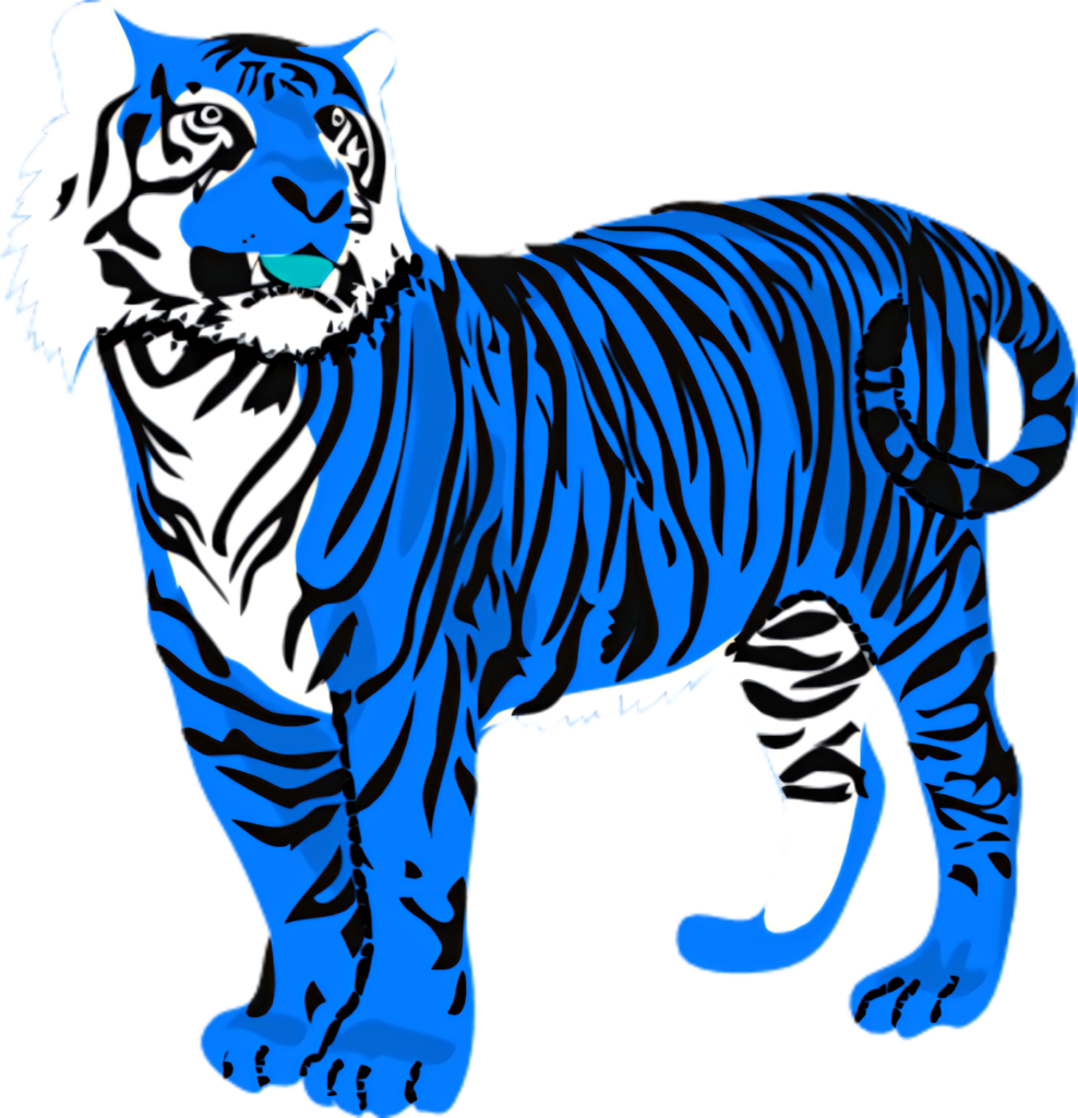 Vibrant Blue Striped Tiger Wallpaper - Bold Fantasy Background