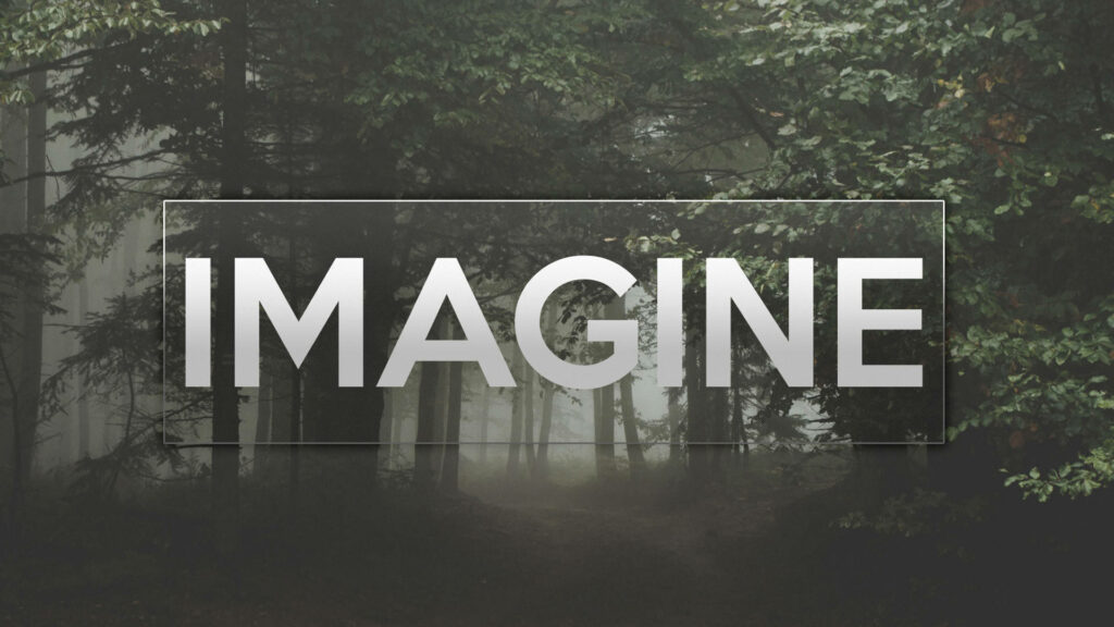 IMAGINE name art wallpaper with misty forest background blending nature and modern design