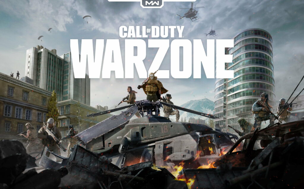 Intense Urban Warfare in Call of Duty Warzone: Soldiers Advancing Amid Chaos Wallpaper