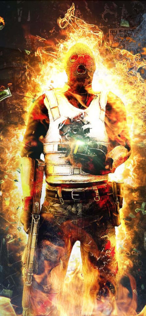 Counter-Strike Global Offensive Character with C4 - Fire Background Wallpaper