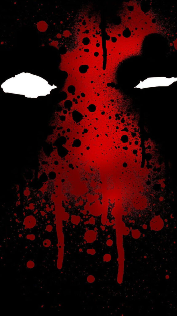 Red and Black Deadpool Face Closeup Background Wallpaper