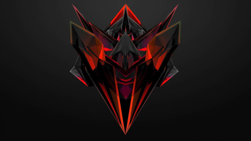 Robot Face: The Striking Red Crystal Gaming Logo on a Stellar Background Wallpaper