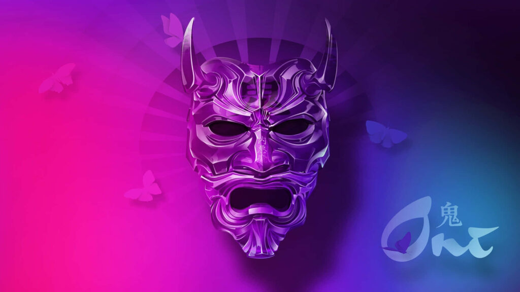 Squid Game Gradient Neon Mask Background Wallpaper