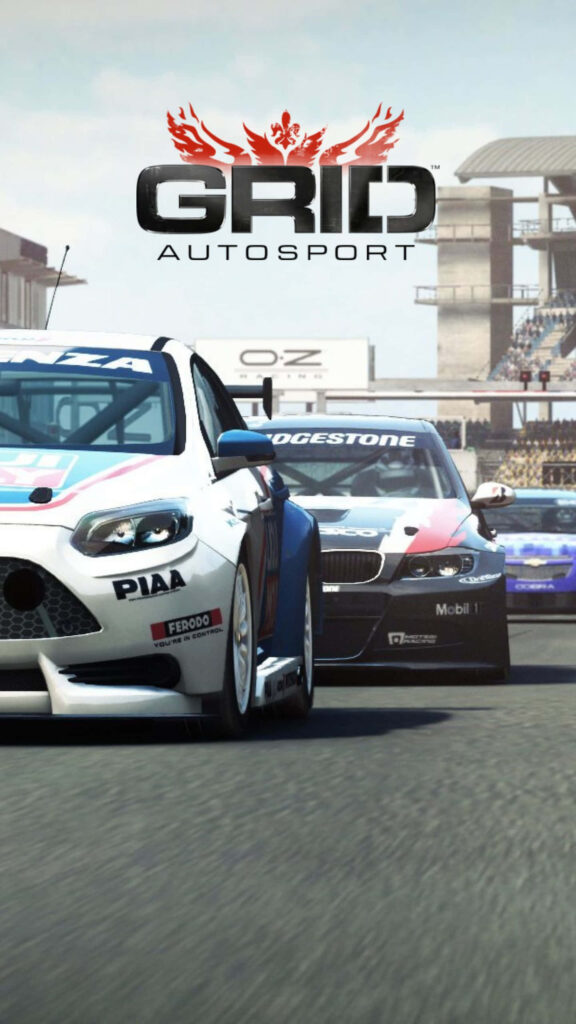 GRID Autosport Wallpaper: High-Speed Touring Cars in Intense Competition with Sponsor Logos (background)
