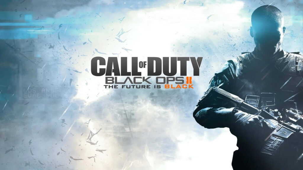 Call of Duty Black Ops II Wallpaper: Futuristic Soldier Silhouette in Explosive Blue Tones
