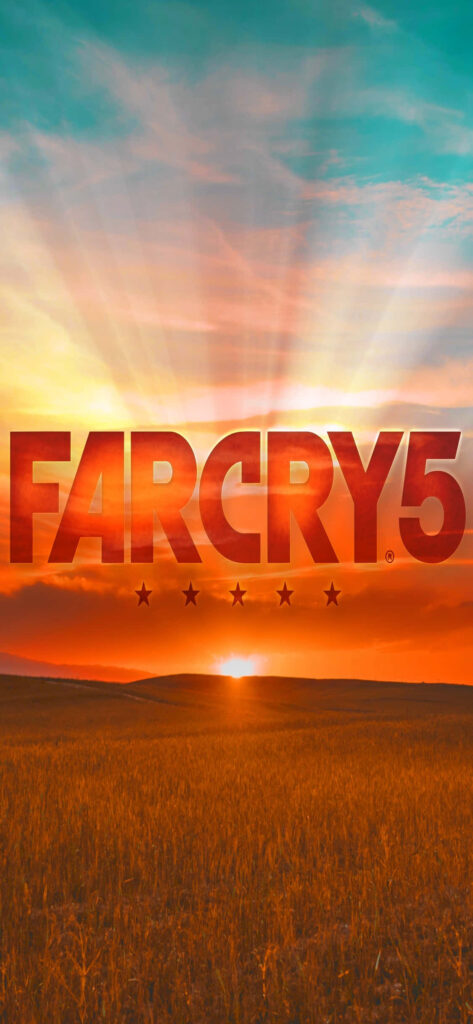 Far Cry 5 Logo in Sunset Wallpaper: Adventure and Tranquility
