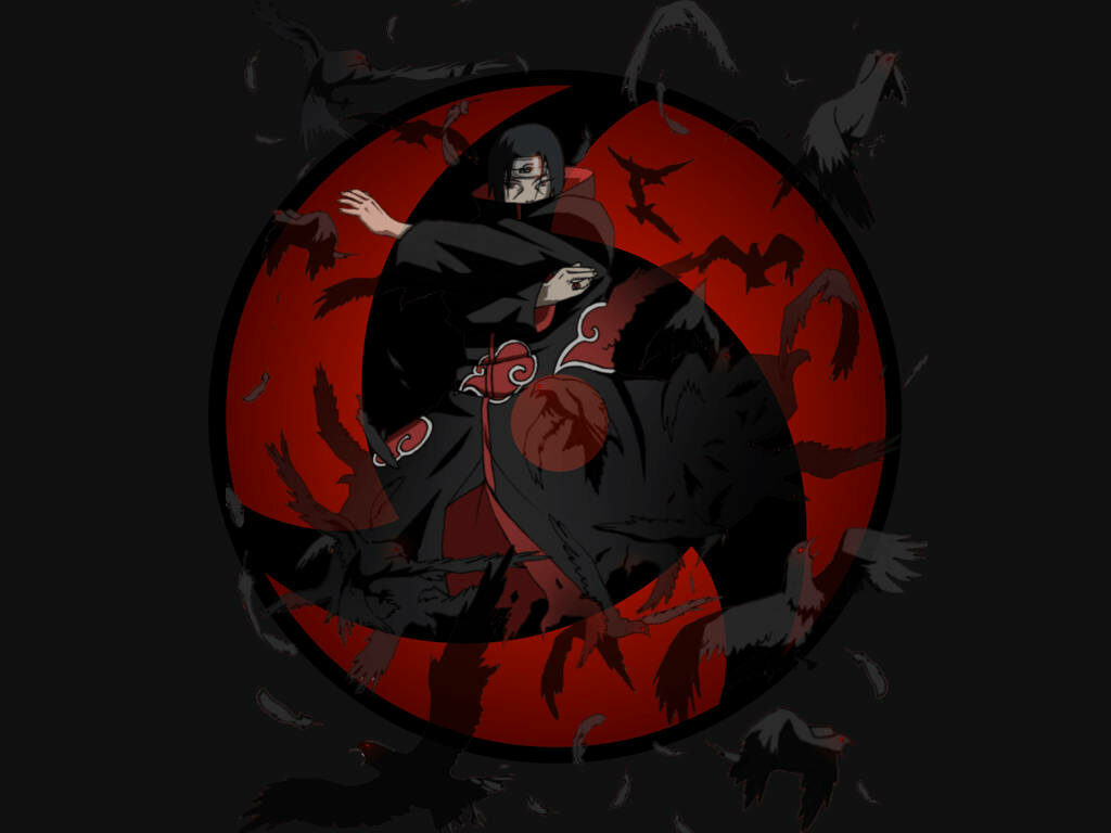 In a Flock of Birds, Itachi Unleashes the Power of His Sharingan - Majestic Itachi Sharingan Background Wallpaper